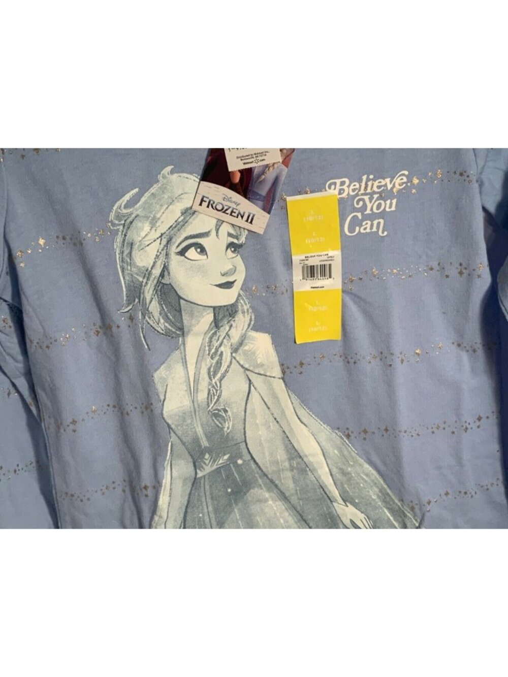 Disney Frozen Elsa Blue Long Sleeve Girls Shirt Size L 10-12 Believe you Can
